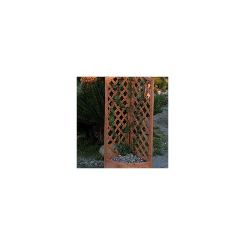 Panel de madera angular con jardinera Panel de madera angular con jardinera
