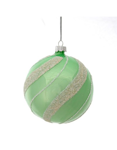 VETRO SFERA con DECOR 10 cm VERDE ACQUA