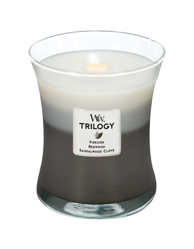Woodwick candle trilogy meio madeiras quentes