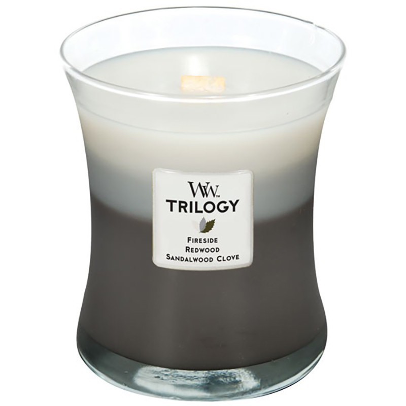 Woodwick candle trilogy medium warm woods