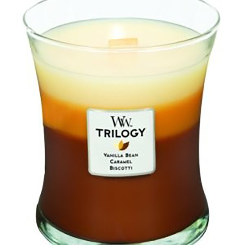 Woodwick trilogía de velas media café dulces