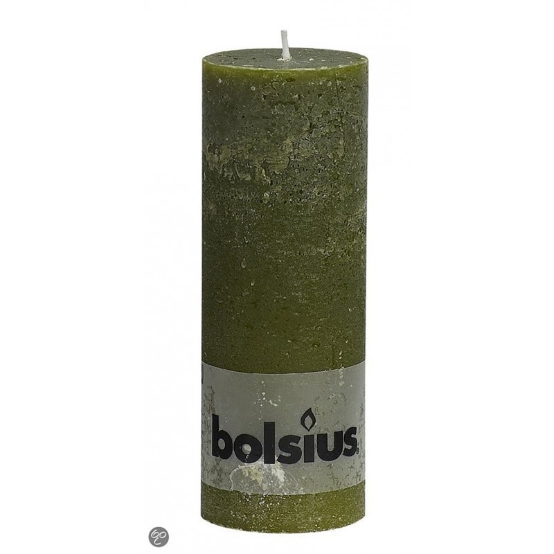 Rustic green cylindrical candle