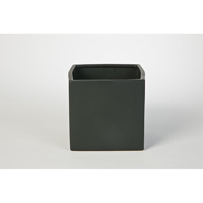 CUBE VASE 14 BLACK OPA