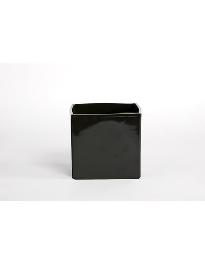 D&amp;M Vaso cubo nero lucido 14 cm