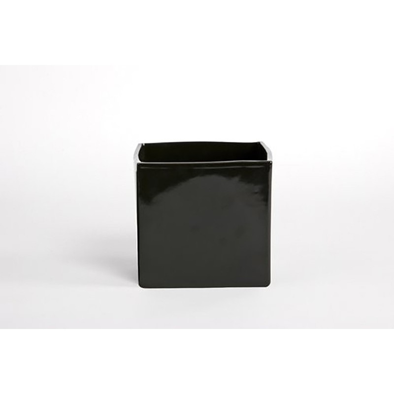 D&M Glänzende schwarze Würfel vase 14cm