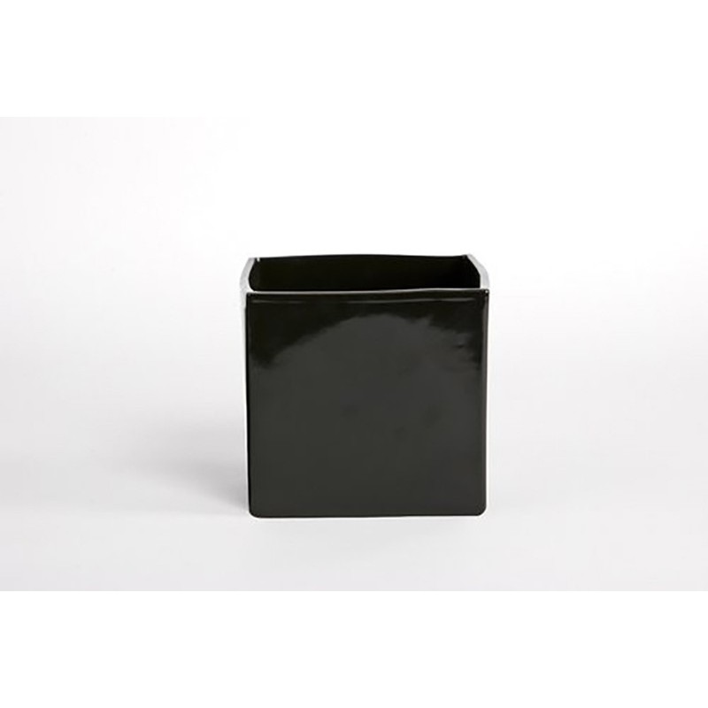 D&M Glanzend zwarte kubusvaas 14 cm