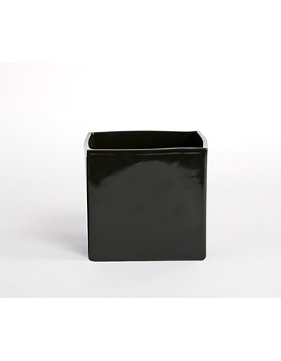 D&M Glanzend zwarte kubusvaas 14 cm