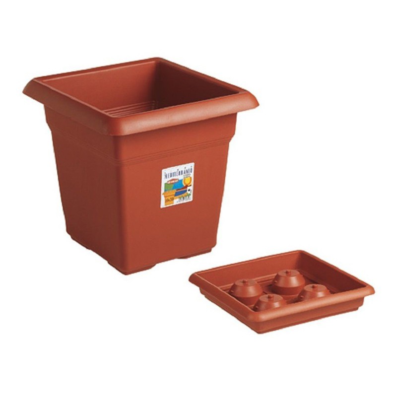Plantador de plástico cuadrado 45 cm terracota Plantador de plástico cuadrado 45 cm terracota