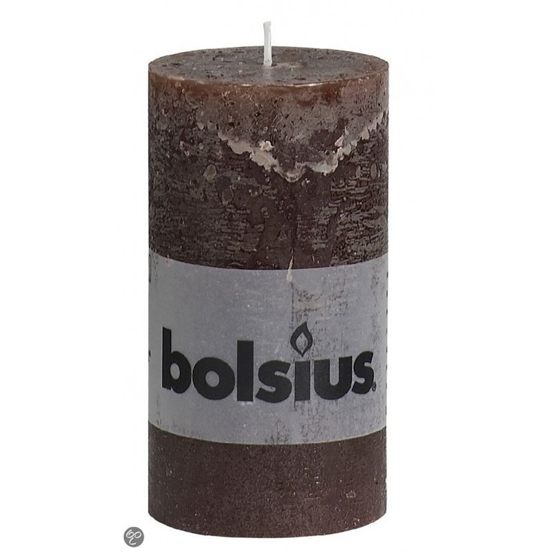 Rustic dark brown cylinder candle 130/68 mm