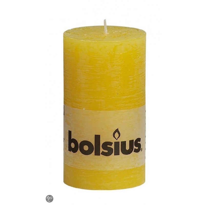 Rustic yellow candle 130/68 mm