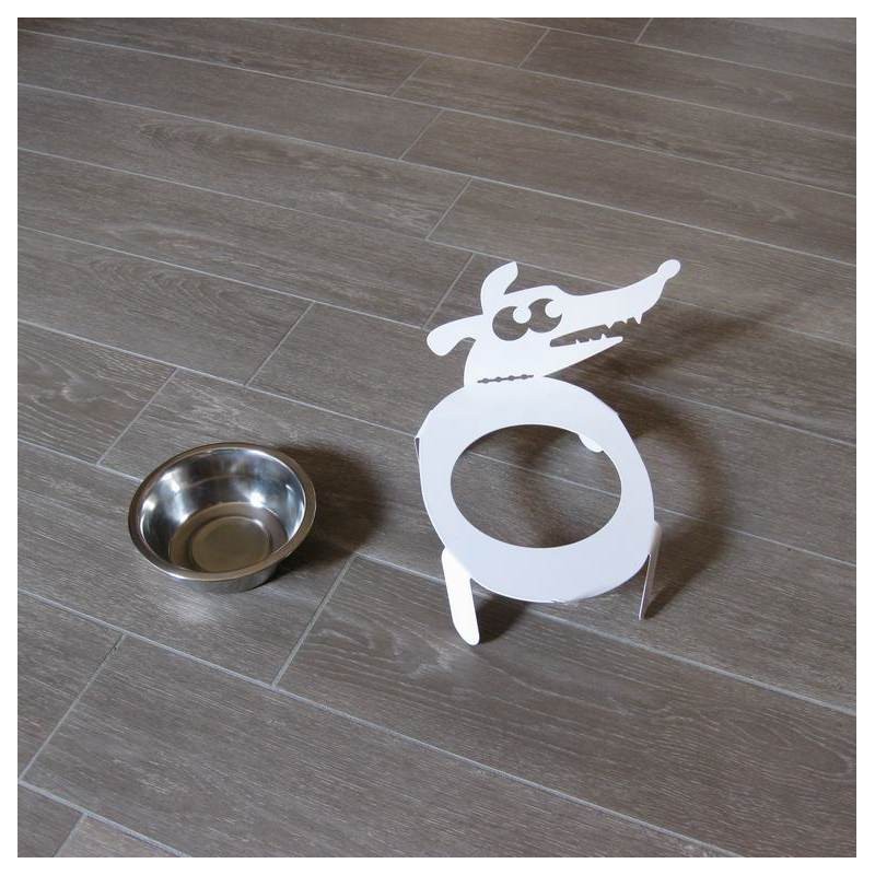Dog bowl holder white