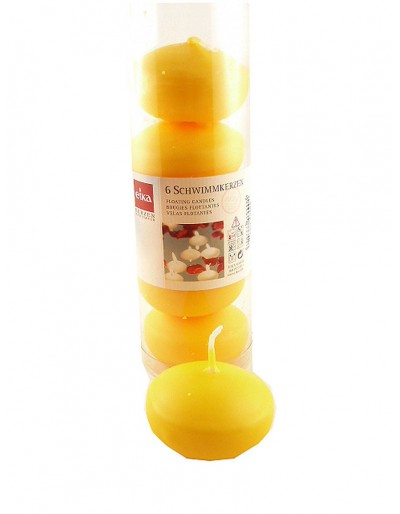 Yellow floating candles 6 pieces