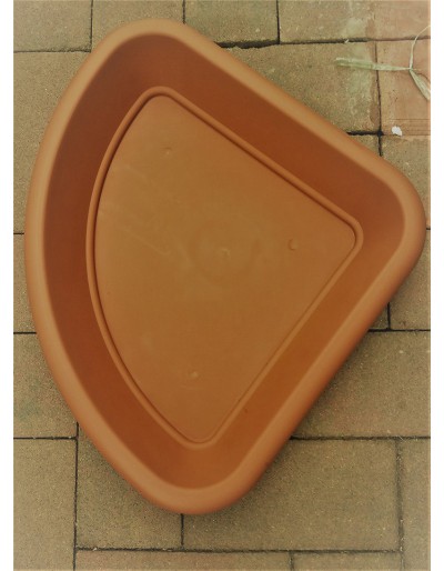 SAUCER DECOR LINE CORNER TERRACOTTA side 45cm