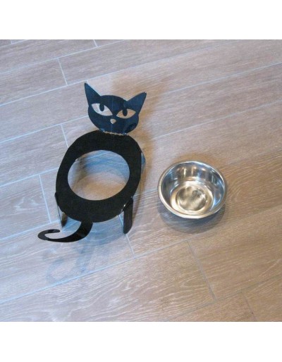 Uchwyt na miskę dla kota czarny