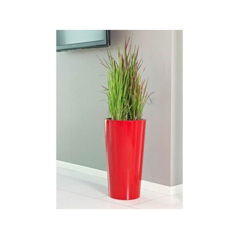 TUIT VAAS 33 cm MET ROOD EMAILLE CONTAINER