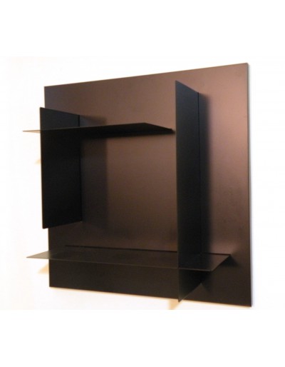Schwarzes modulares Bücherregal mit schwarzen Regalen