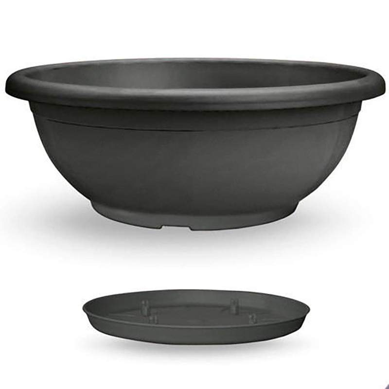 Ciotola Naxos con sottovaso diametro 30 cm ANTRACITE Ciotola Naxos con sottovaso diametro 30 cm ANTRACITE