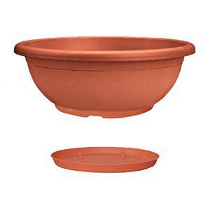 Naxos kom met schotel diameter 40 cm TERRACOTTA