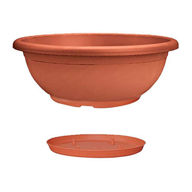 Naxos kom met schotel diameter 40 cm TERRACOTTA