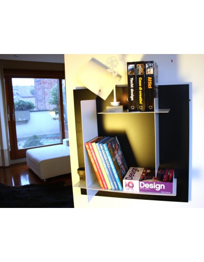 Modular bookshelf black with white shelves