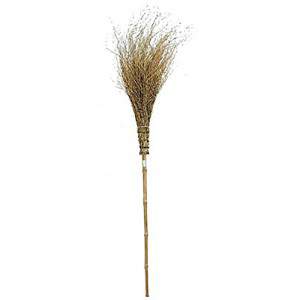 Outdoor bamboo broom with wood handle