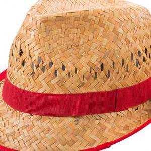 CAPPELLO IN STRAW size 53 RED RIBBON