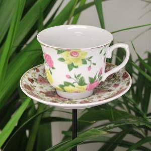 Bird feeder on a Chintz Floral Teacup