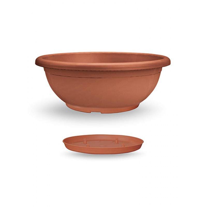 CIOTOLA NAXOS diametro 80 cm CON SOTTOVASO AD INCASTRO TERRACOTTA