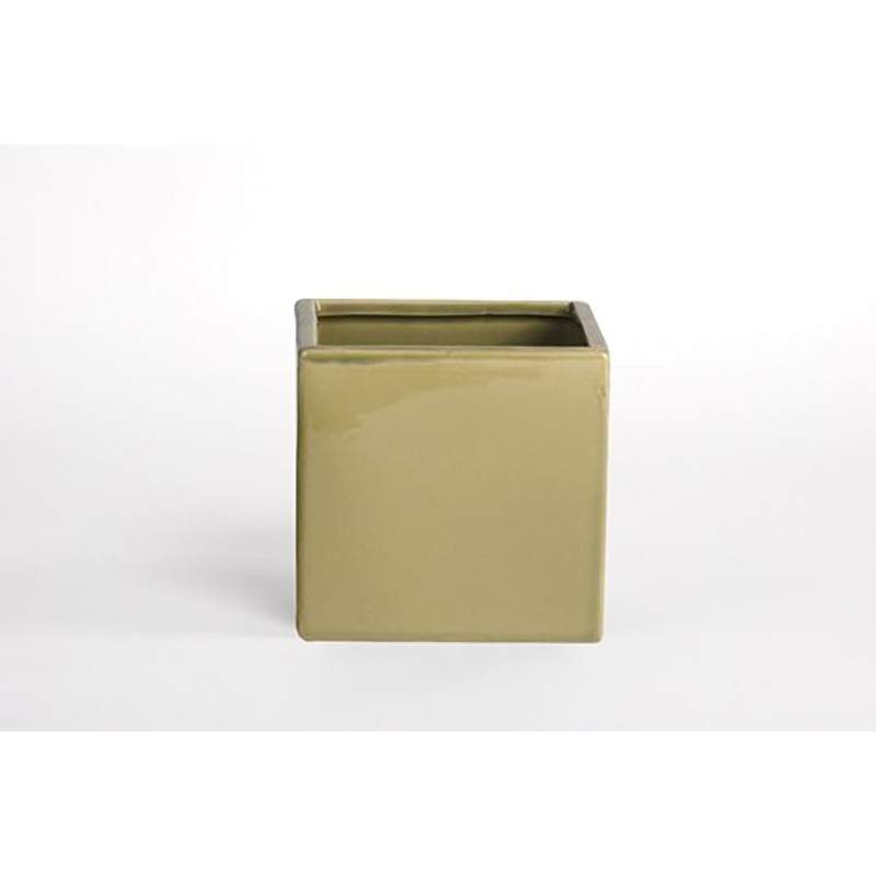 D&M Bright green cube vase polished 14cm D&M Bright green cube vase polished 14cm