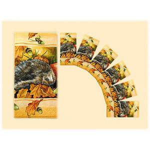 Handkerchief motif hedgehog autumn leaves 10 pieces / pack