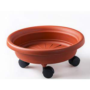 Saucer with wheels diameter 28cm TERRACOTTA