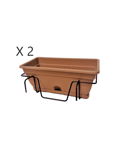 Double balcony kit 50 cm and terracotta balcony planter