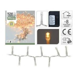 1500 WARM WIT LED, 30MT KABEL 2CM GLOEILAMPAFSTAND, MET LICHT SPEL