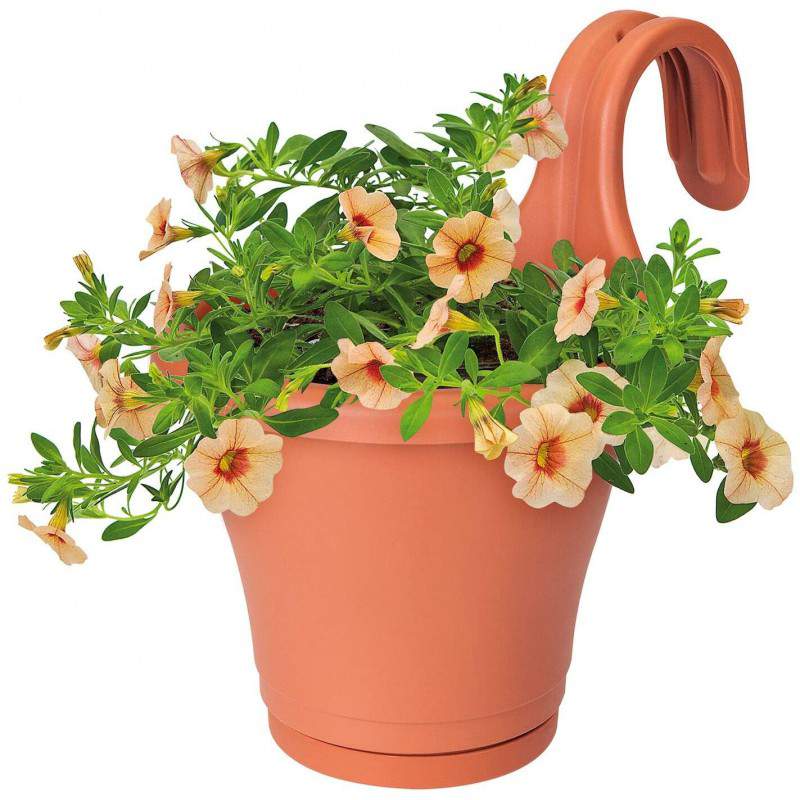 Elho Corsica Easy Hanger Individual - Plantador - Taupe - Exterior e varanda - C 19,4 x L 27,1 x A 25,9 cm