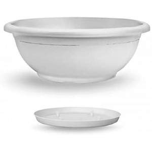 Naxos bowl with integrated white saucer