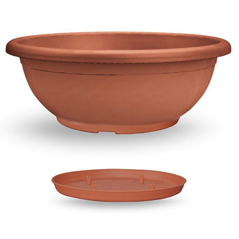 Naxos bowl with integrated terracotta saucer