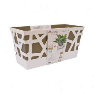 Florero Mosaico Flowerbox Idel 40 Blanco / Taupe