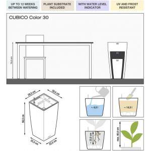 LECHUZA CUBICO Color 30, wit, hoogwaardig kunststof, inclusief irrigatiesysteem, afneembare plantenhoes, p