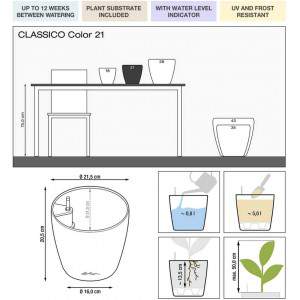 LECHUZA CLASSICO Couleur 28, Blanc, Hochwertiger Kunststoff, Inkl. Bewässerungssystem, Für Innen- und Außenbereich, 13190