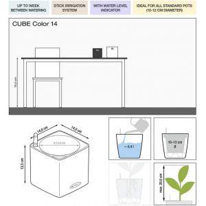 LECHUZA CUBE Cor 14 13380 Kräutertopf, Hochwertiger Kunststoff, Inkl. Stick-Bewässerungssystem, für Innenraumbegrünung geeigne