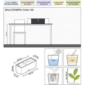 LECHUZA &quot;BALCONERA Color 80&quot; Pflanzgefäß mit Erd-Bewässerungs-System, Weiß, 79 x 19 x 19 cm