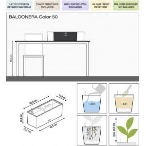 LECHUZA &quot;BALCONERA Color 80&quot; Pflanzgefäß mit Erd-Bewässerungs-System, Blanco, 79 x 19 x 19 cm