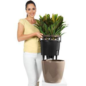 Lechuza 16040 CLASSICO Premium LS 28 Revestimento de plantas removível com estrutura de alça patenteada, branco brilhante, plást