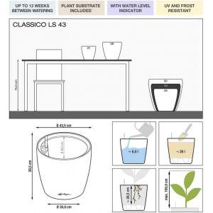Lechuza 16060 CLASSICO Premium LS 35 Uitneembare plantenbak met gepatenteerd handvatframe, glanzend wit, kunststof 