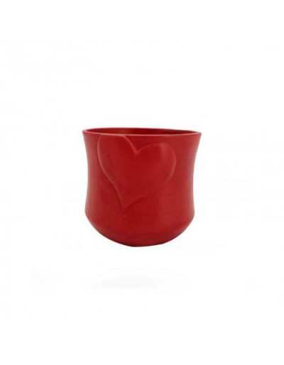 Vase Rond Coeur H15 cm Rouge