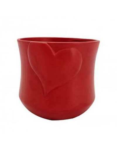 Vase Rond Coeur H15 cm Rouge