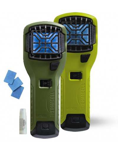 FORNELLO ANTIZANZARE REPELLENTE PORTATILE THERMACELL verde oliva e verde fluo