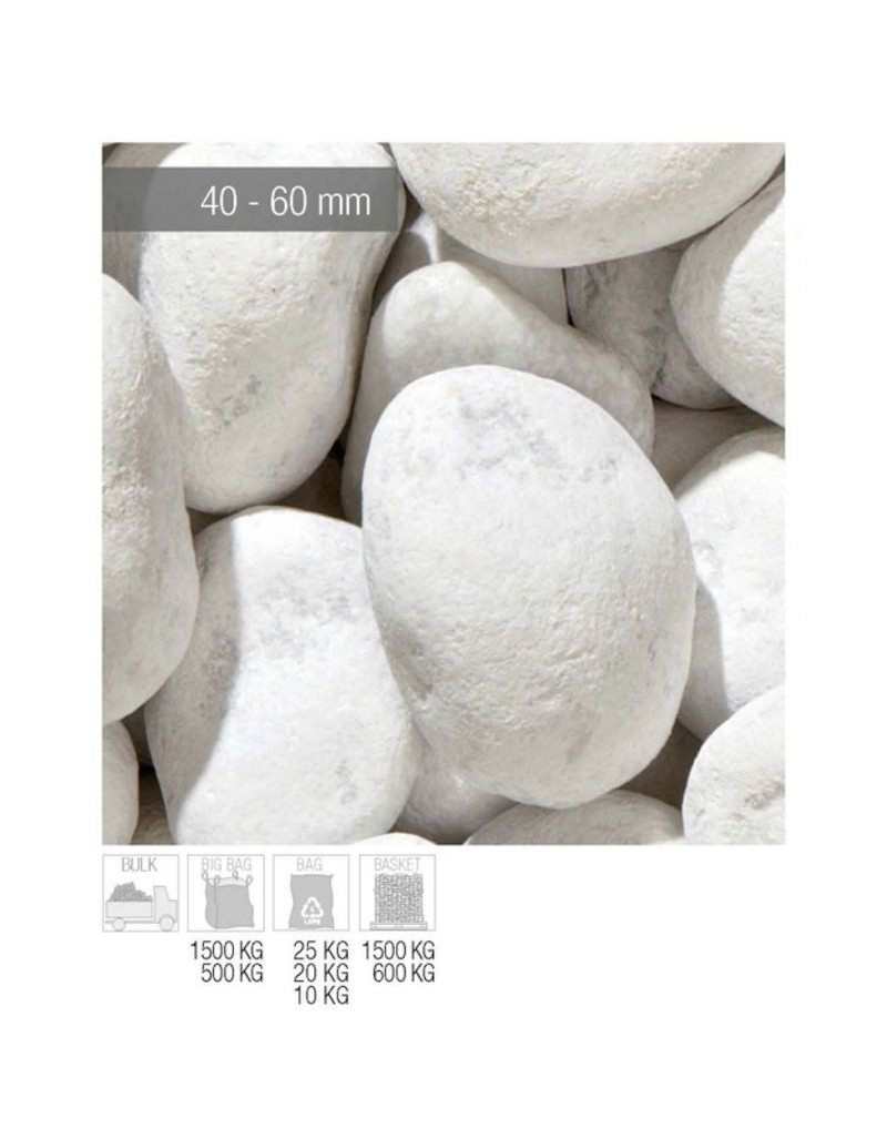 White Carrara pebbles 40-60 mm White Carrara pebbles 40-60 mm
