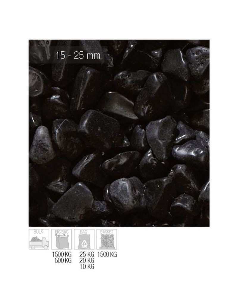 Ebony Black Pebbles 15-25 mm Ebony Black Pebbles 15-25 mm