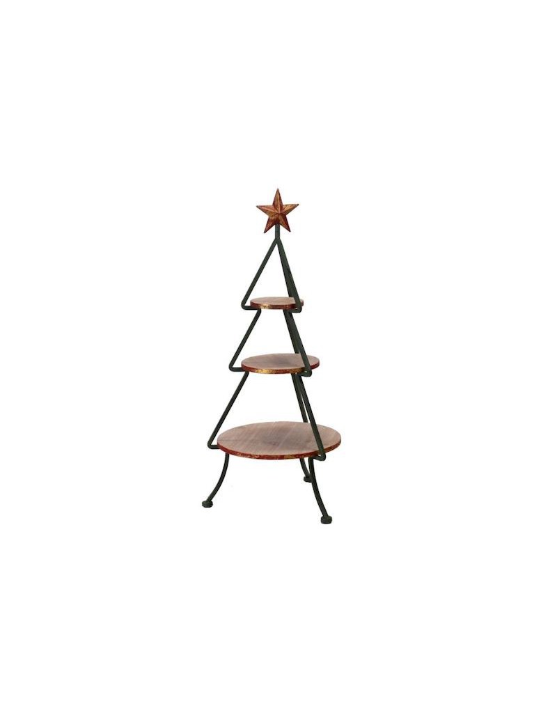 Expositor de madeira e metal em forma de árvore de natal 3 andares -  GardenStuff